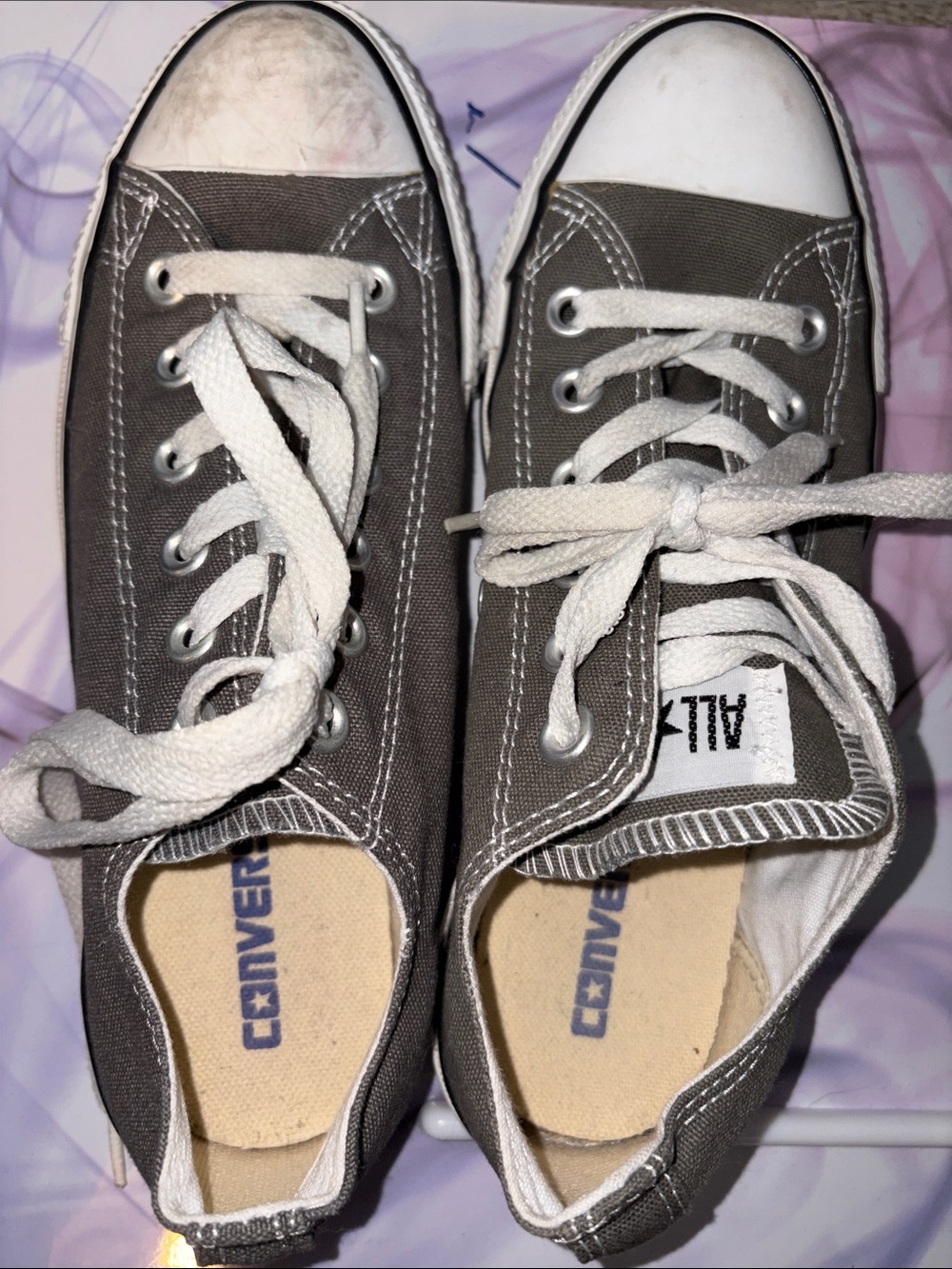 Converse Low Top Canvas Sneakers - Gray & White